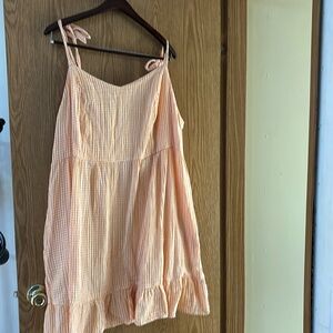 100% cotton orange gingham cami dress